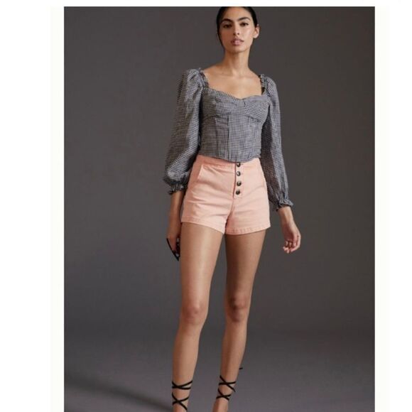 nwt Anthropologie pink pilcro wide leg shorts - Picture 2 of 9